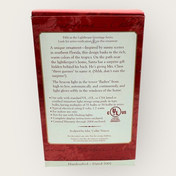 Hallmark Keepsake Ornament Lighthouse Greetings 2001 Magic Collectors Series - Picture 5 of 6